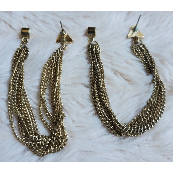 Gold chain dangle earrings - Picture 7 of 15